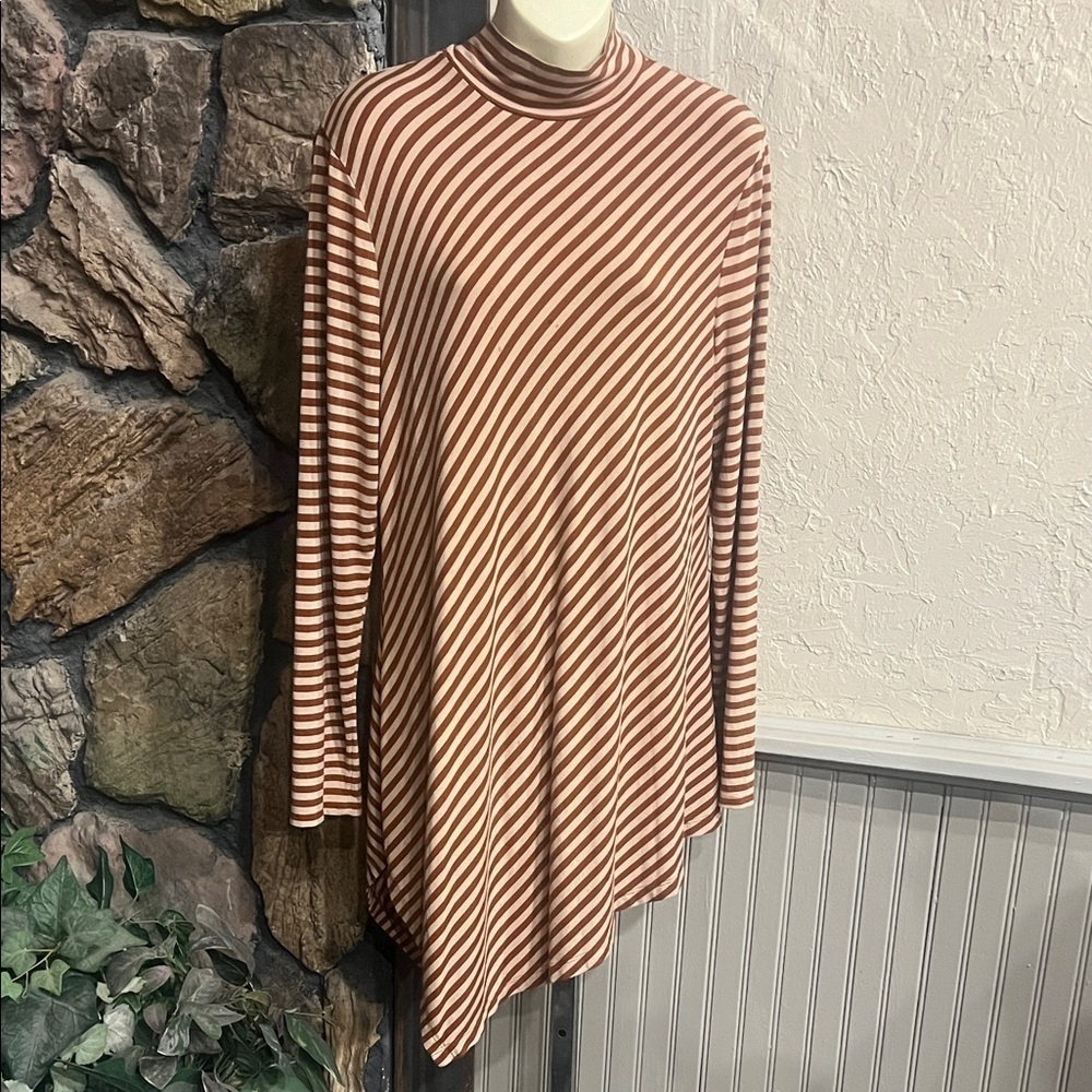 Striped Long Sleeve Turtleneck Top